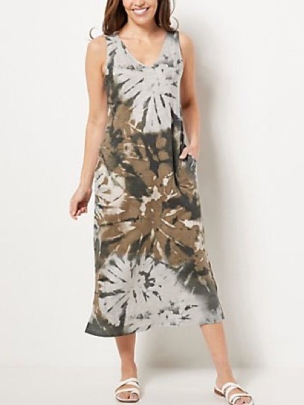 Belle by Kim Gravel Petite Slub Knit Maxi Dress with Pockets